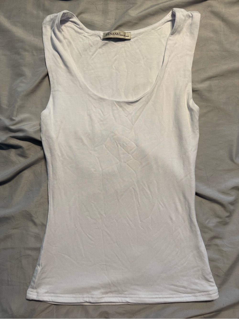 Zenana Double Lined White Scoop Neck Tank Top